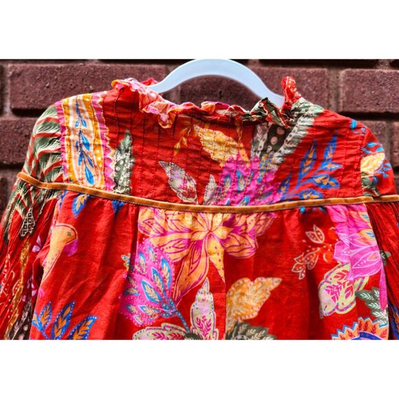 FARM Rio Mystic Bush Buttoned Blouse Red Boho Sz S - Picture 9 of 12